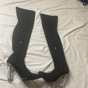 Black thigh high boots